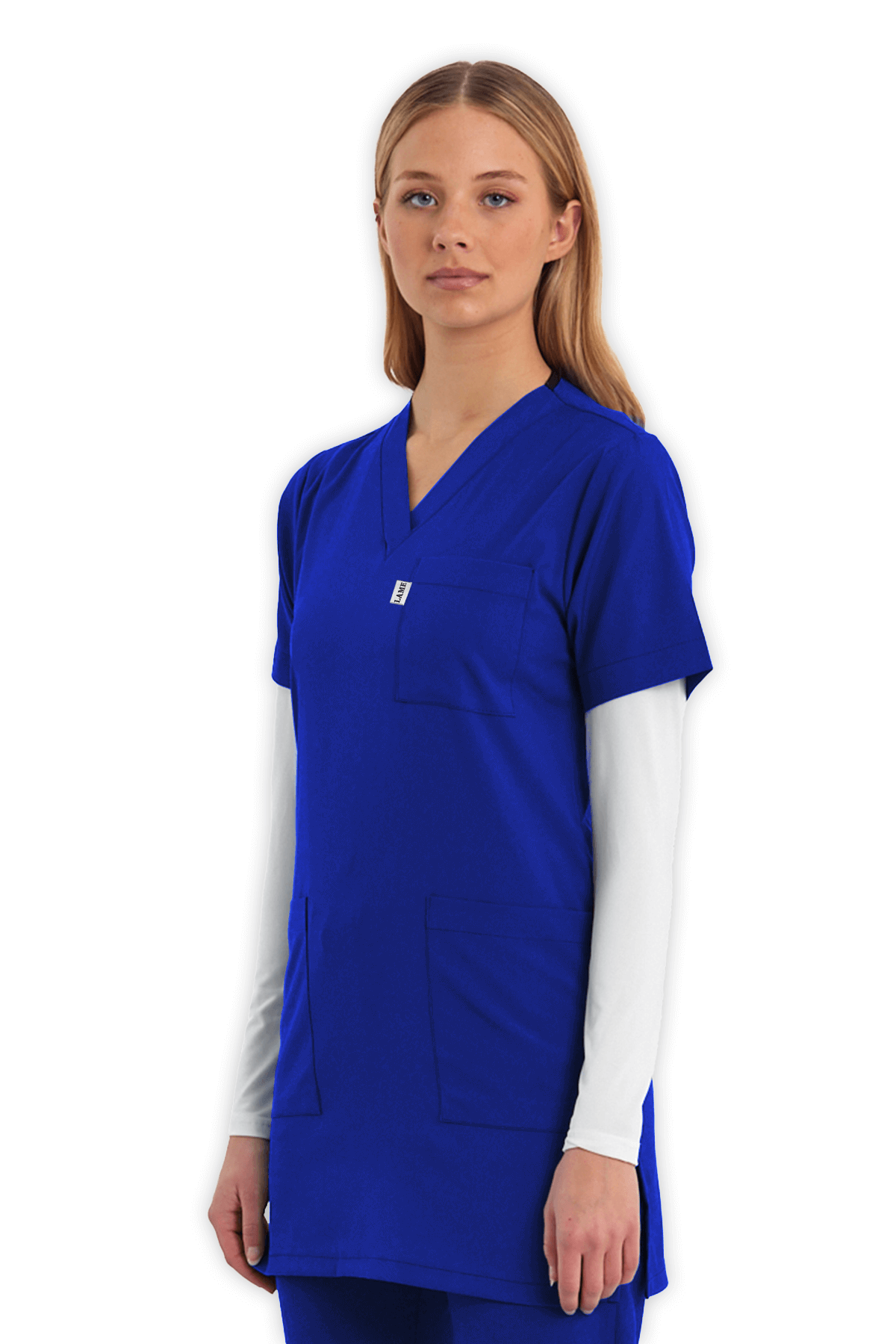 LAME Uniform Tunik Scrubs Üst – Saks Mavisi
