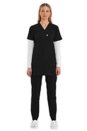 LAME Uniform Tunik Scrubs Takım – Siyah