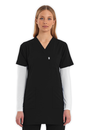 LAME Uniform Tunik Scrubs Üst – Siyah